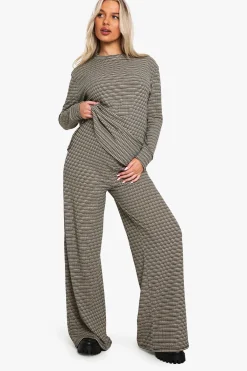boohoo Pantalon de maternité à côtes, à nouer à la taille, à rayures<Femme Pantalons