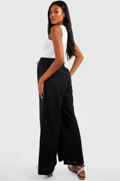 Pantalon de maternité en imitation lin avec cordon de serrage et jambes larges