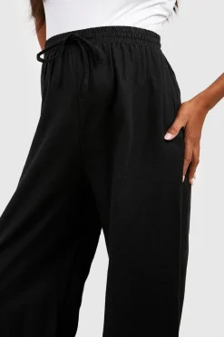Pantalon de maternité en imitation lin avec cordon de serrage et jambes larges