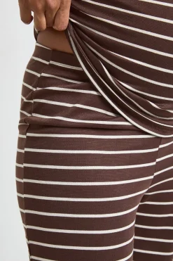 Pantalon De Maternité À Jambes Larges En Maille Rayée Douce
