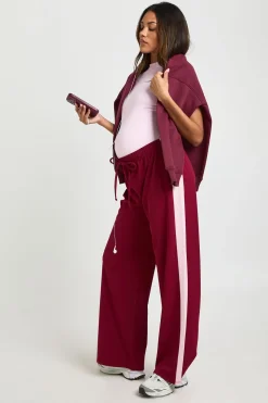 Pantalon de Maternité Large à Bandes Contrastées sur les Côtés