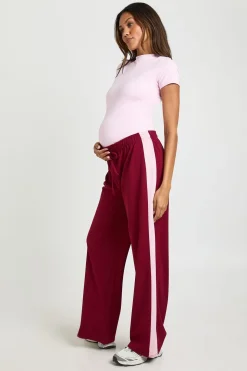 Pantalon de Maternité Large à Bandes Contrastées sur les Côtés