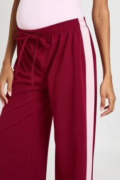 Pantalon de Maternité Large à Bandes Contrastées sur les Côtés
