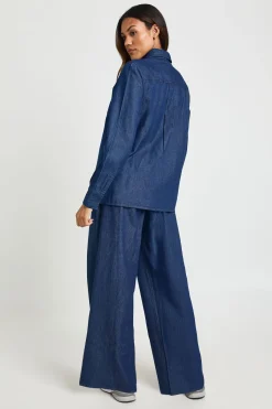 boohoo Pantalon De Maternité Large En Chambray Avec Cordon De Serrage<Femme Pantalons