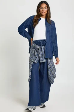 boohoo Pantalon De Maternité Large En Chambray Avec Cordon De Serrage<Femme Pantalons