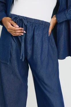 boohoo Pantalon De Maternité Large En Chambray Avec Cordon De Serrage<Femme Pantalons