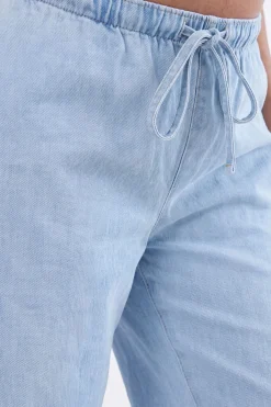 Pantalon De Maternité Large En Chambray Avec Cordon De Serrage