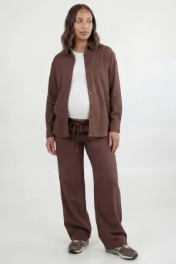 Pantalon De Maternité Large En Chambray Avec Cordon De Serrage