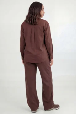Pantalon De Maternité Large En Chambray Avec Cordon De Serrage