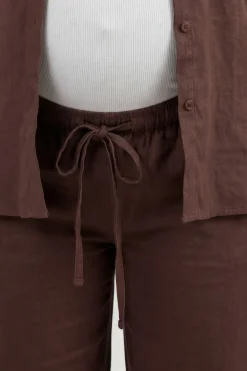 Pantalon De Maternité Large En Chambray Avec Cordon De Serrage