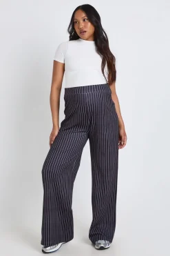 Pantalon De Maternité Large À Rayures Fines Et Coupe Ajustée