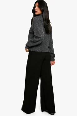 Pantalon De Maternité Large Texturé Avec Taille Élastique Et Cordon De Serrage