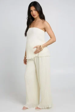 boohoo Pantalon De Maternité Plissé À Jambes Larges<Femme Tops