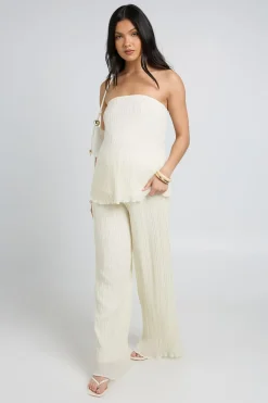 boohoo Pantalon De Maternité Plissé À Jambes Larges<Femme Tops
