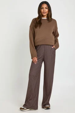 Pantalon De Maternité À Rayures Tennis Taille Haute Coupe Large