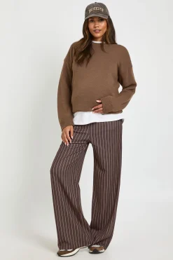 Pantalon De Maternité À Rayures Tennis Taille Haute Coupe Large