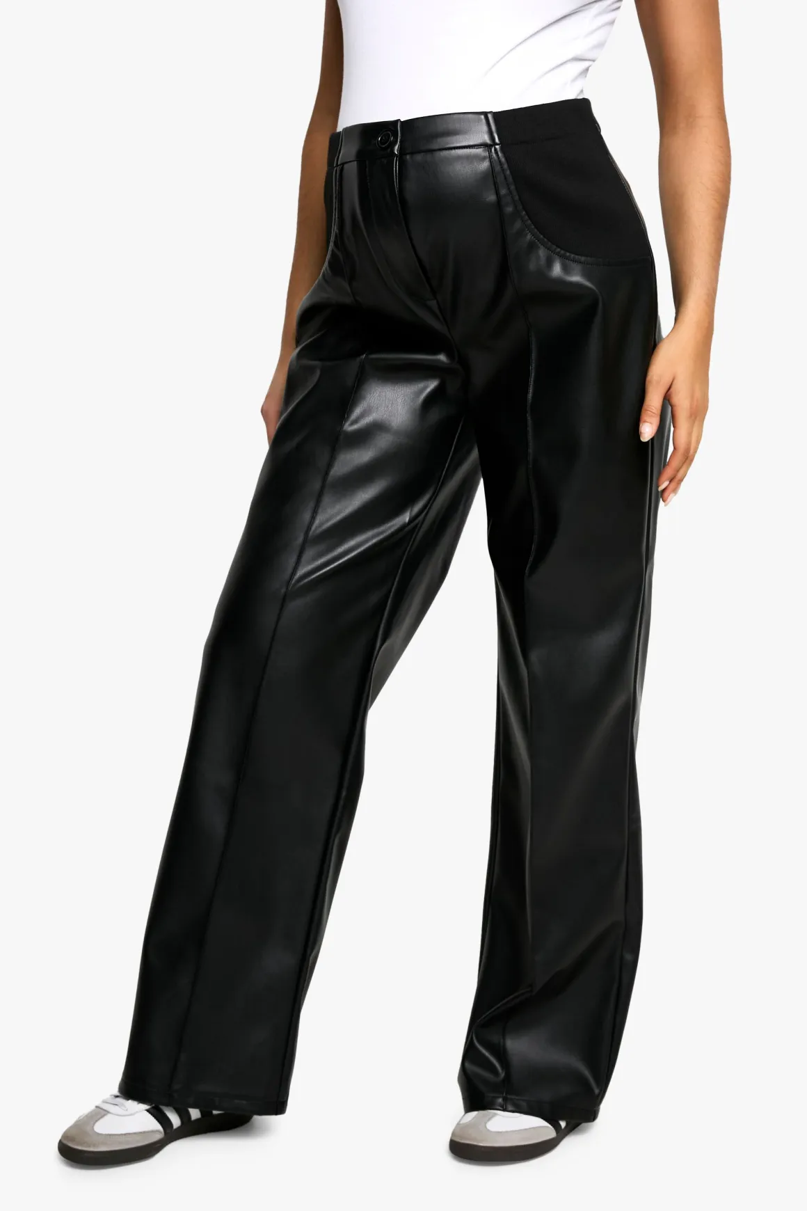 Pantalon de Maternité Taille Haute Détails Coutures synthétique Coupe Ajustée