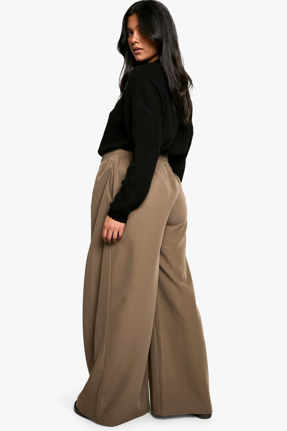 boohoo Pantalon de maternité à taille élastiquée tissé, ample, à plis et à jambes larges<Femme Pantalons