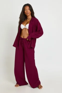 Pantalon De Plage Ample Aspect Lin