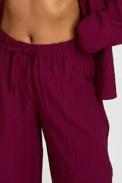 Pantalon De Plage Ample Aspect Lin