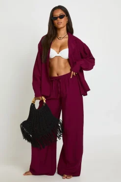 Pantalon De Plage Ample Aspect Lin
