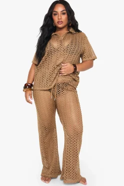 Pantalon de plage en crochet à jambes larges