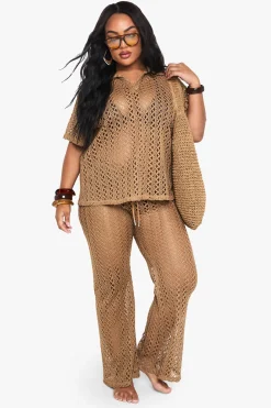 Pantalon de plage en crochet à jambes larges