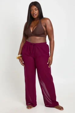 boohoo Pantalon De Plage En Mousseline Grande Taille<Femme Tenues De Plage
