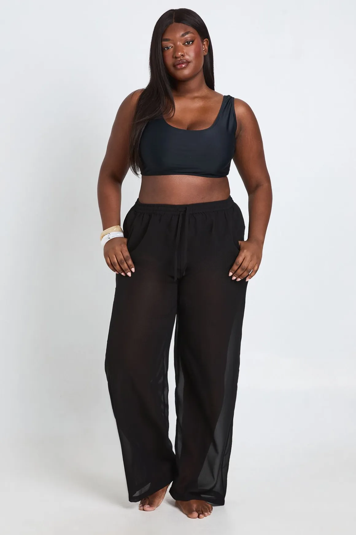 Pantalon De Plage En Mousseline Grande Taille