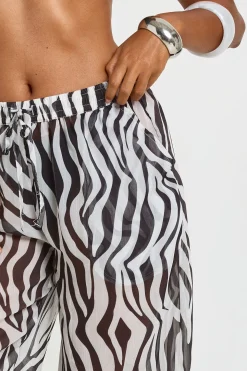 Pantalon De Plage En Mousseline Zébrée