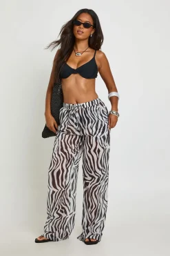 Pantalon De Plage En Mousseline Zébrée