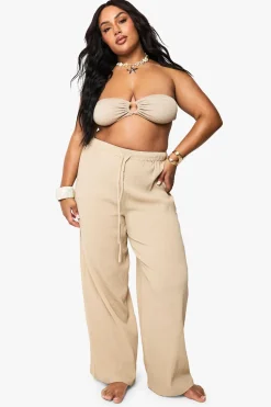 Pantalon De Plage Grande Taille En Coton Froissé