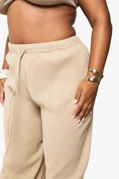 Pantalon De Plage Grande Taille En Coton Froissé