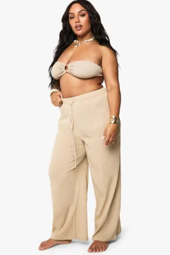 Pantalon De Plage Grande Taille En Coton Froissé