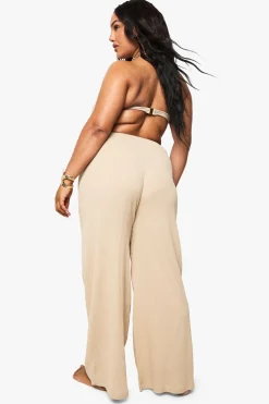 Pantalon De Plage Grande Taille En Coton Froissé