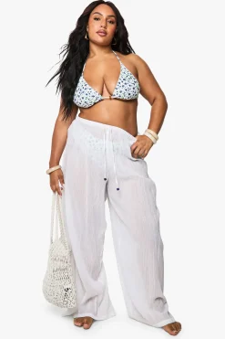 Pantalon De Plage Grande Taille En Coton Perlé