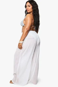 Pantalon De Plage Grande Taille En Coton Perlé