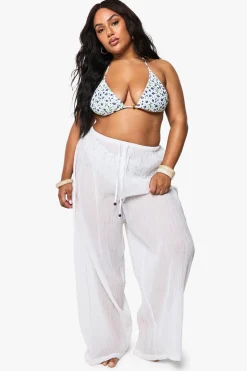 Pantalon De Plage Grande Taille En Coton Perlé