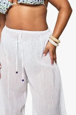 Pantalon De Plage Grande Taille En Coton Perlé