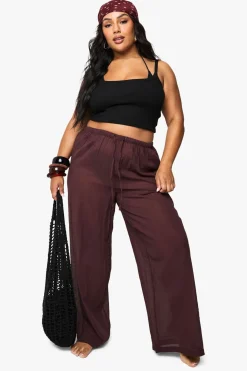Pantalon De Plage Grande Taille En Gaze De Coton