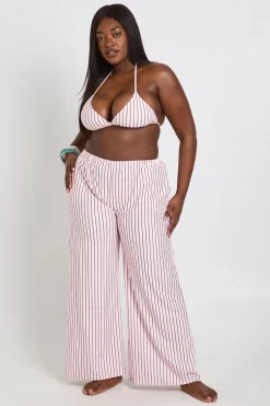 Pantalon De Plage Grande Taille À Rayures