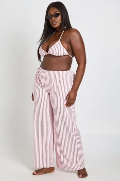 Pantalon De Plage Grande Taille À Rayures