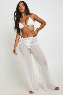 Pantalon De Plage À Jambes Larges En Maille Transparente