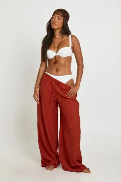 boohoo Pantalon De Plage Large Effet Lin<Femme Tenues De Plage