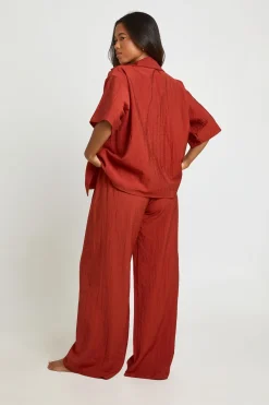 boohoo Pantalon De Plage Large Effet Lin<Femme Tenues De Plage