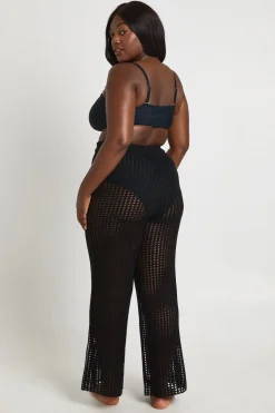 Pantalon De Plage Large En Crochet Grande Taille