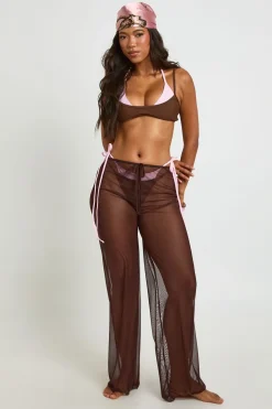 Pantalon De Plage Large En Maille Transparente