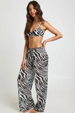 Pantalon De Plage Large En Mousseline Imprimé Zèbre