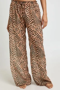 Pantalon De Plage Large En Mousseline À Imprimé Abstrait