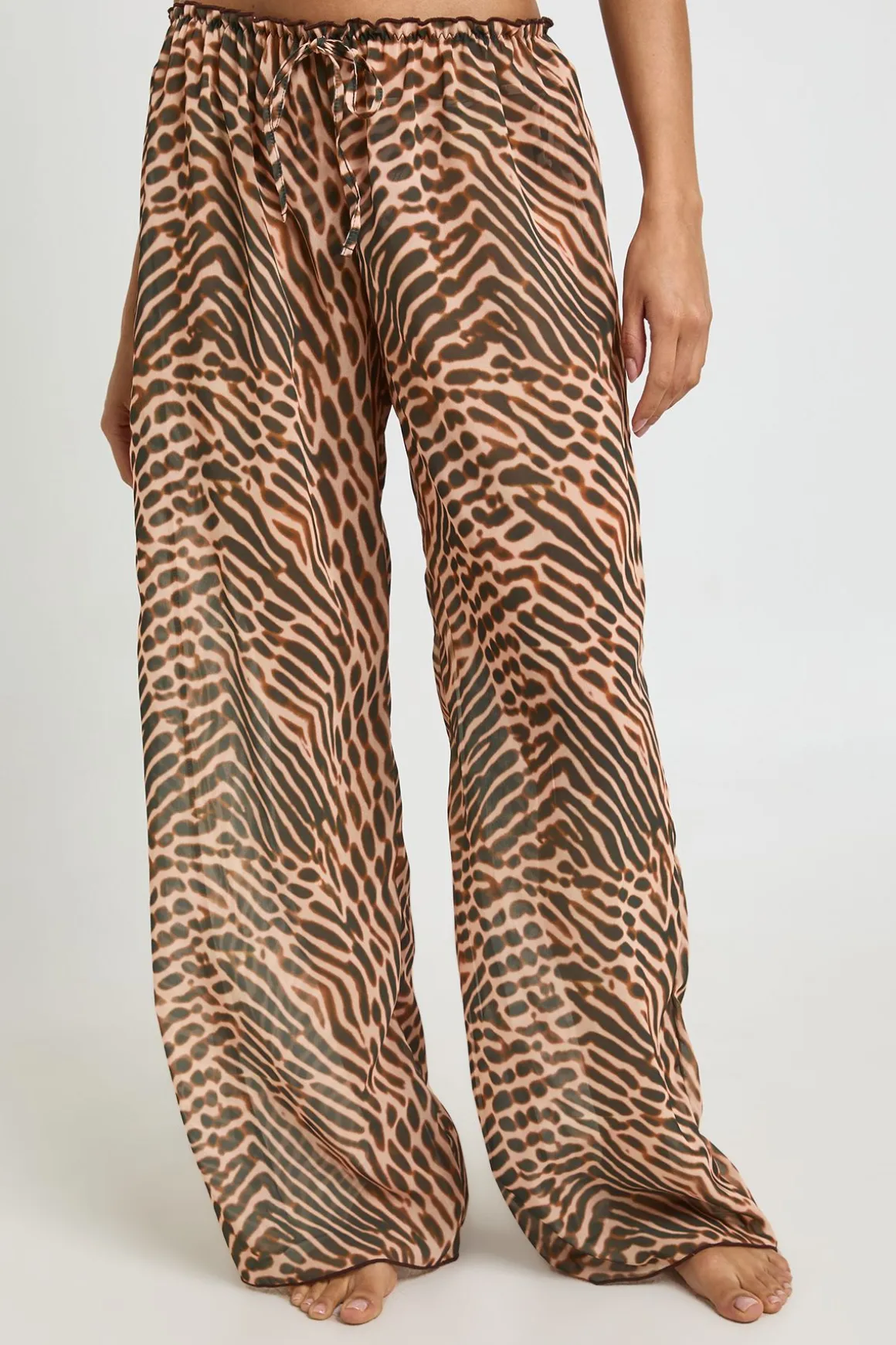 Pantalon De Plage Large En Mousseline À Imprimé Abstrait